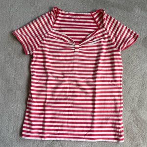 David Brooks Red and White striped shirt